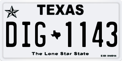 TX license plate DIG1143