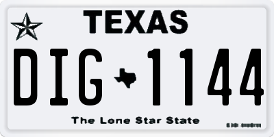 TX license plate DIG1144