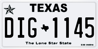 TX license plate DIG1145