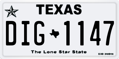 TX license plate DIG1147
