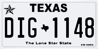 TX license plate DIG1148