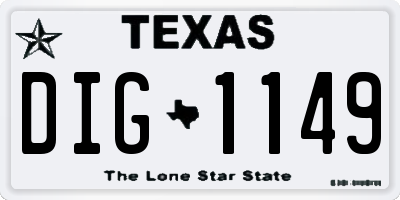TX license plate DIG1149