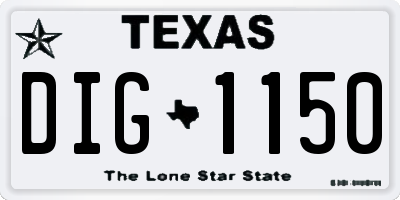 TX license plate DIG1150