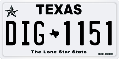 TX license plate DIG1151