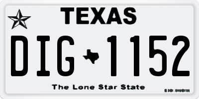 TX license plate DIG1152
