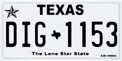 TX license plate DIG1153