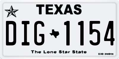 TX license plate DIG1154