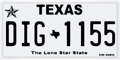 TX license plate DIG1155