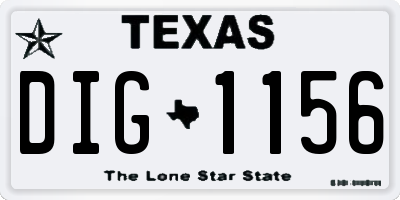 TX license plate DIG1156