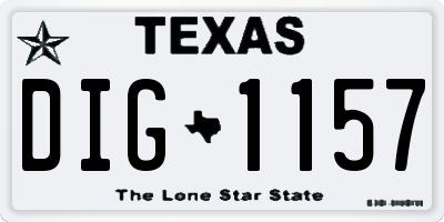 TX license plate DIG1157
