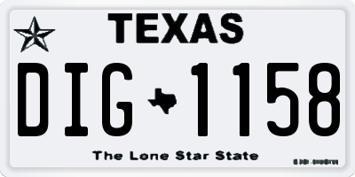 TX license plate DIG1158