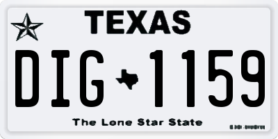 TX license plate DIG1159