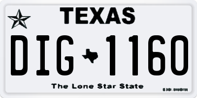 TX license plate DIG1160