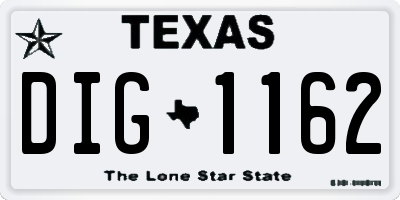 TX license plate DIG1162