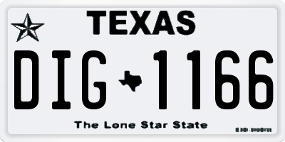 TX license plate DIG1166