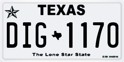 TX license plate DIG1170