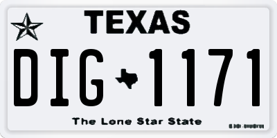 TX license plate DIG1171