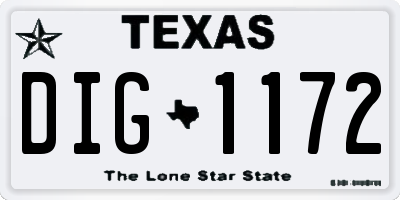 TX license plate DIG1172