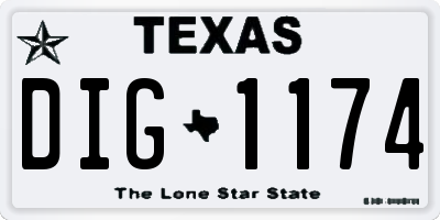 TX license plate DIG1174