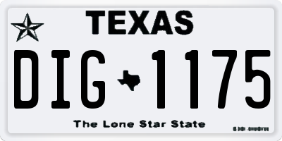 TX license plate DIG1175