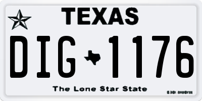 TX license plate DIG1176