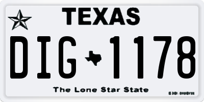 TX license plate DIG1178