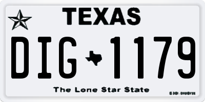 TX license plate DIG1179