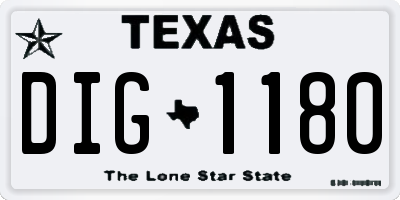TX license plate DIG1180