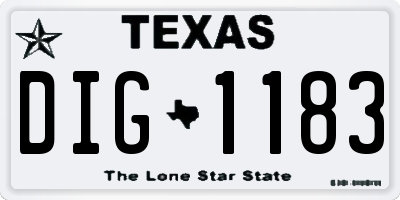TX license plate DIG1183