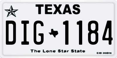 TX license plate DIG1184