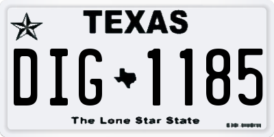 TX license plate DIG1185
