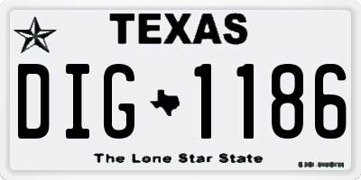 TX license plate DIG1186