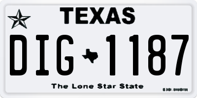 TX license plate DIG1187