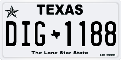 TX license plate DIG1188