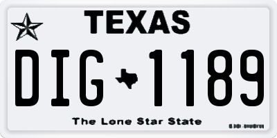 TX license plate DIG1189