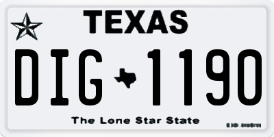 TX license plate DIG1190