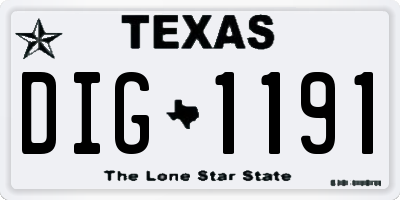 TX license plate DIG1191