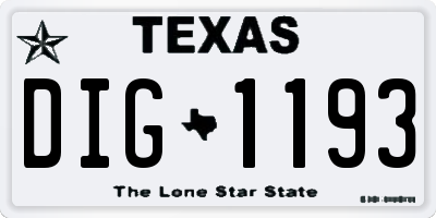 TX license plate DIG1193