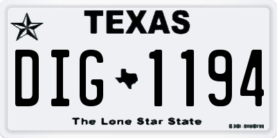 TX license plate DIG1194