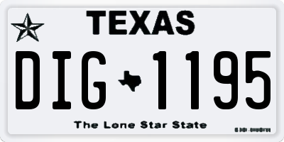 TX license plate DIG1195