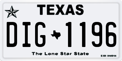 TX license plate DIG1196