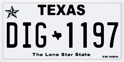 TX license plate DIG1197