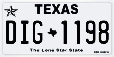 TX license plate DIG1198