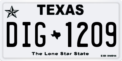 TX license plate DIG1209