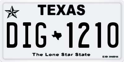 TX license plate DIG1210