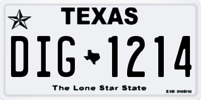 TX license plate DIG1214