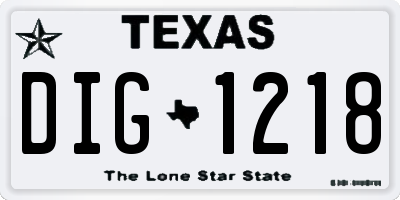 TX license plate DIG1218