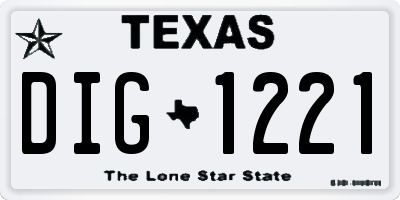 TX license plate DIG1221