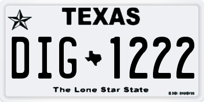 TX license plate DIG1222
