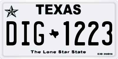 TX license plate DIG1223